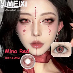 Vibrant Cosplay Colored Contact Lenses for Eye Beauty - Yearly Soft Lens, 2PCS Set (Mina Red)