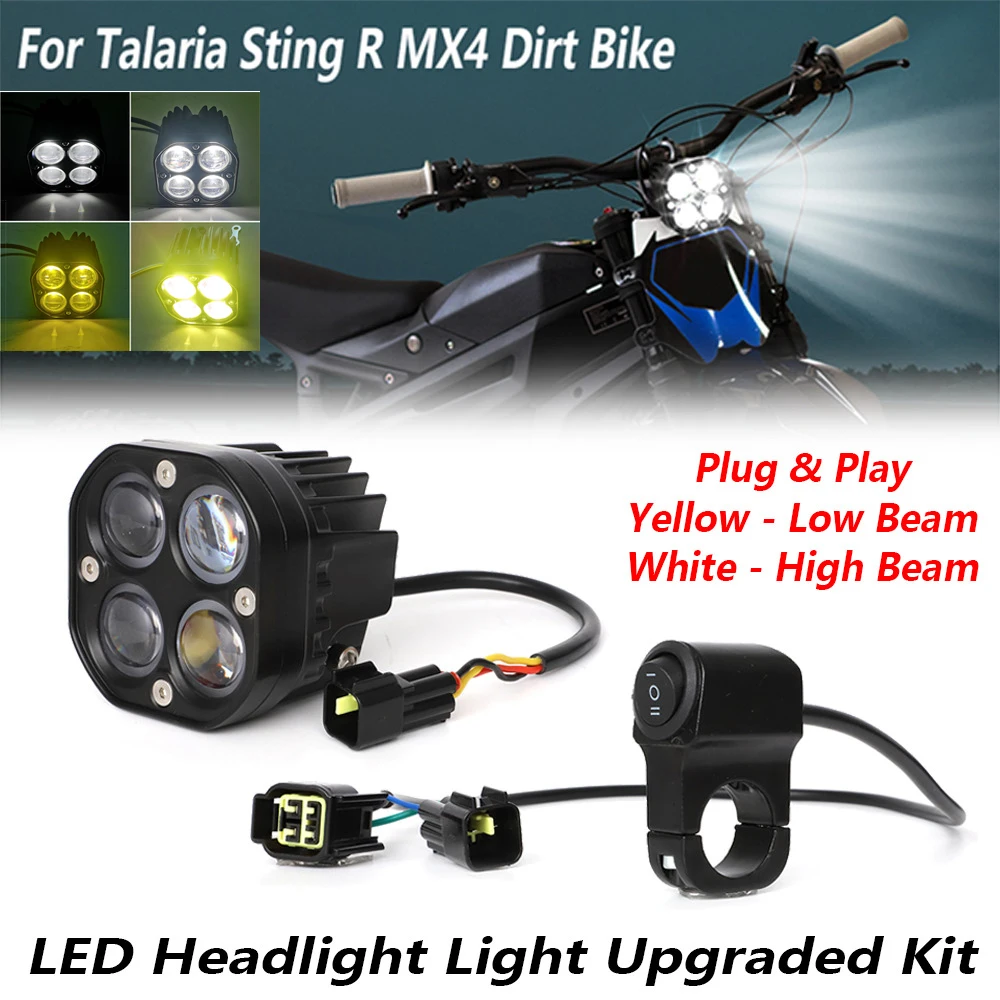Per Talaria Sting Mx4 R Sport Led Headlight Harness Plug + Switch Plug N Play Dirt Bike Led Faro Light Bar Kit Aggiornato