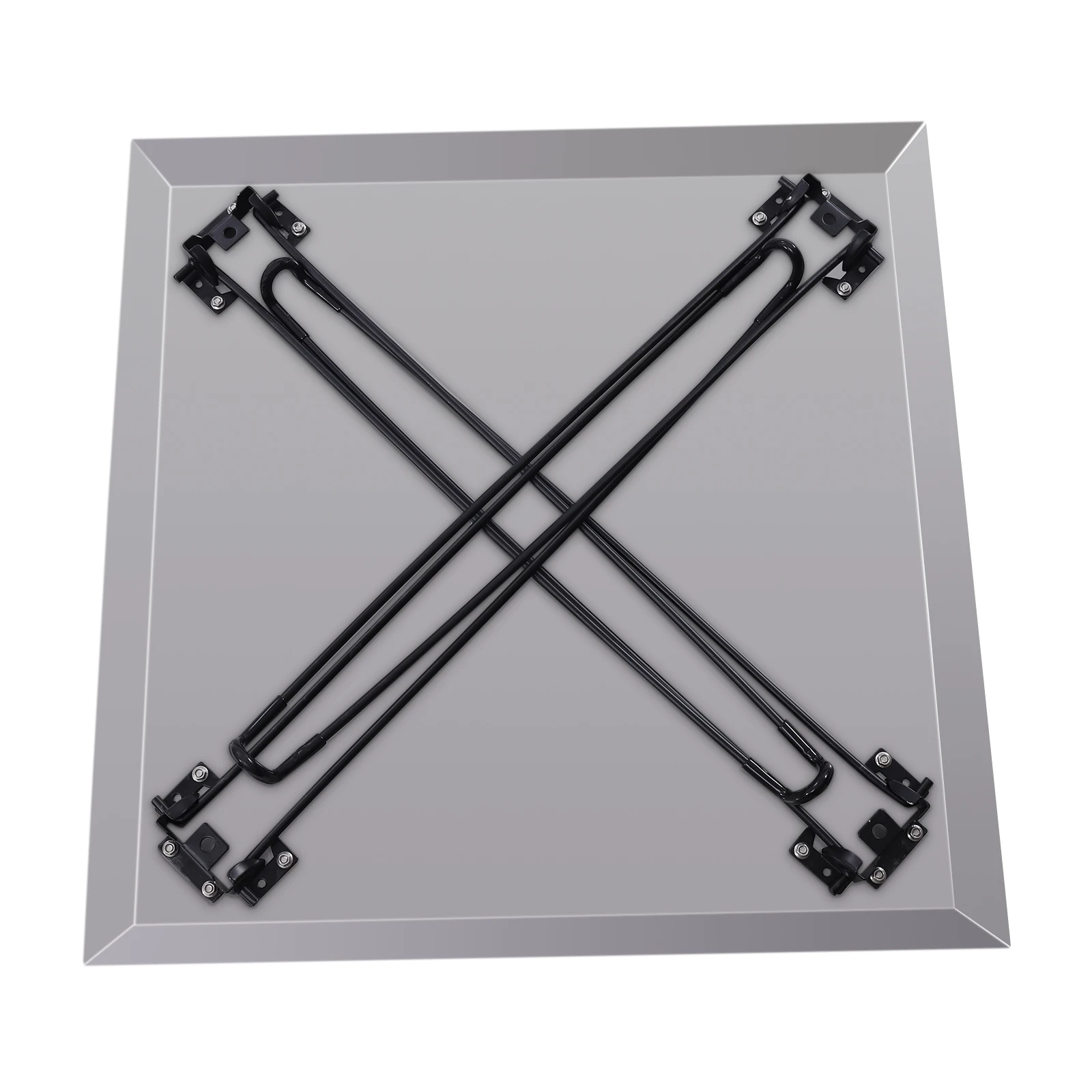 Fire Pit Heat Deflector Outdoor Stainless Steel Fire Pit Cover Square Burner Cover with 4 Foldable Legs&Carrying Handle