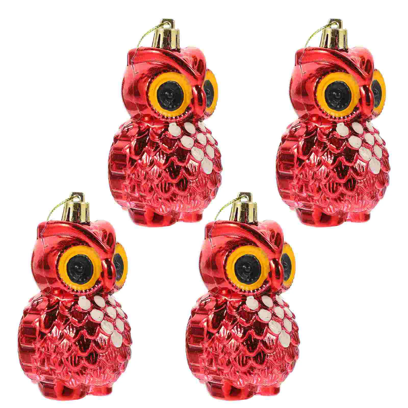 

4 Pcs Owl Pendant Xmas Hanging Props Party Ornament Christmas Tree Pendants Ornaments Decors
