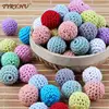 20Pcs 16mm Wooden Crochet Beads Chewable Beads DIY Wooden Teething Knitting Beads Jewelry Crib Sensory Toy Baby Teether Accessor 1