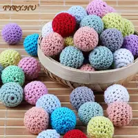 20Pcs 16mm Wooden Crochet Beads Chewable Beads DIY Wooden Teething Knitting Beads Jewelry Crib Sensory Toy Baby Teether Accessor 1