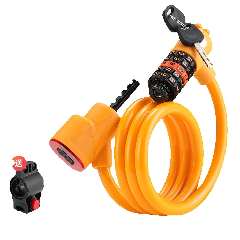 New bicycle taillight steel cable password lock detachable charging waterproof warning light mountain road cycling_voghion.com