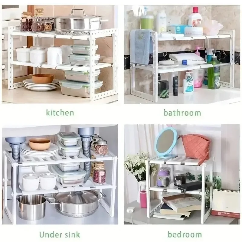 Minimally Designed Kitchen Decoration Scalable Kitchen Sink Storage Rack Cabinet Layered Rack Bathroom Sink Pipe Partition
