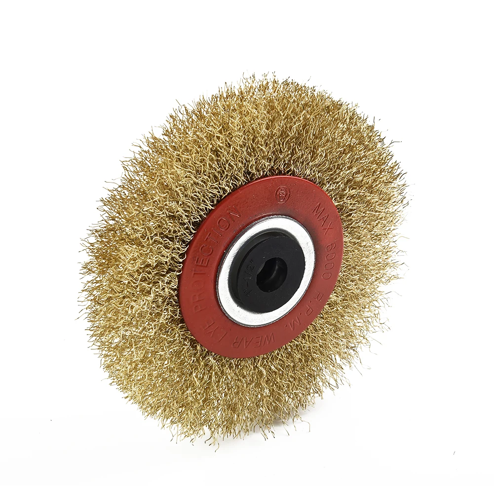 Wire Brush Wheel 125mm Round Brass Plated Steel Wire Brush Wheel Copper Plated Stainless Steel For Bench Grinder Tool Part