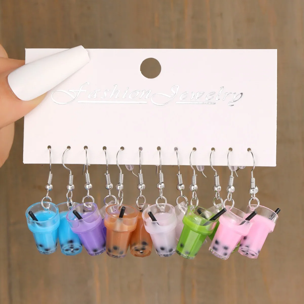 New Cartoon Heart Ice Cream Milk Tea Earrings Set for Women Girl Cute Colorful Geometric Animal Drop Earring Trendy Jewelry Gift