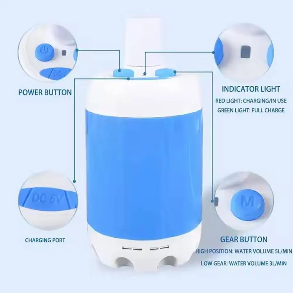 Portable Electric Camping Shower Water Pump Adjustable Shower Set Hiking Backpacking Beach Traveling