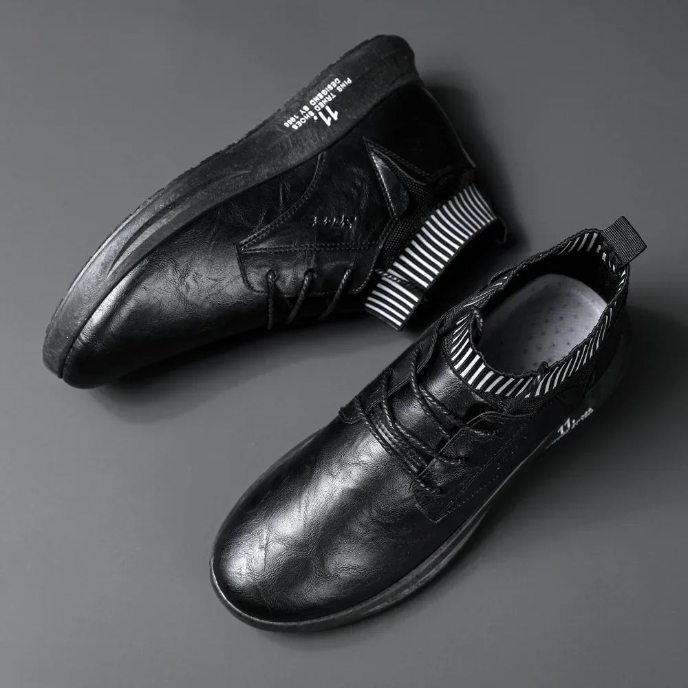 Men's Boots New Fashion Men Leather Shoes Comfortable Outdoor Spring & Autumn Ankle Botas Black Walking Shoes Men Casual Boots