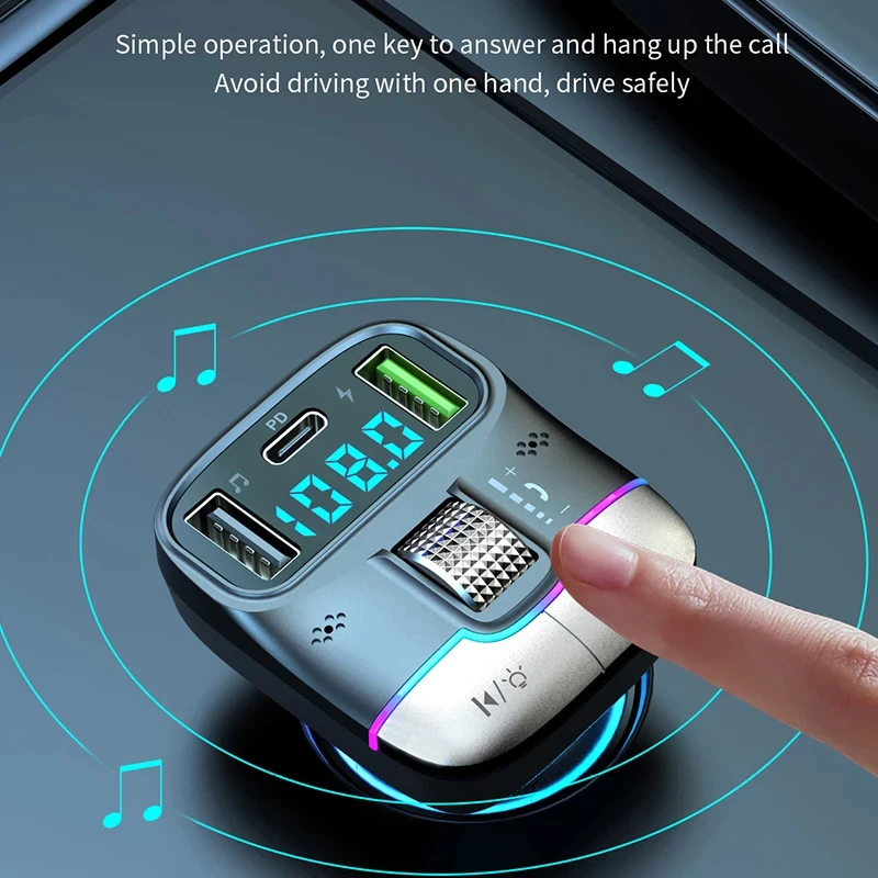 Bluetooth 5.4 Hands-Free Xiaomi FM Transmitter with Fast Charging Adapter