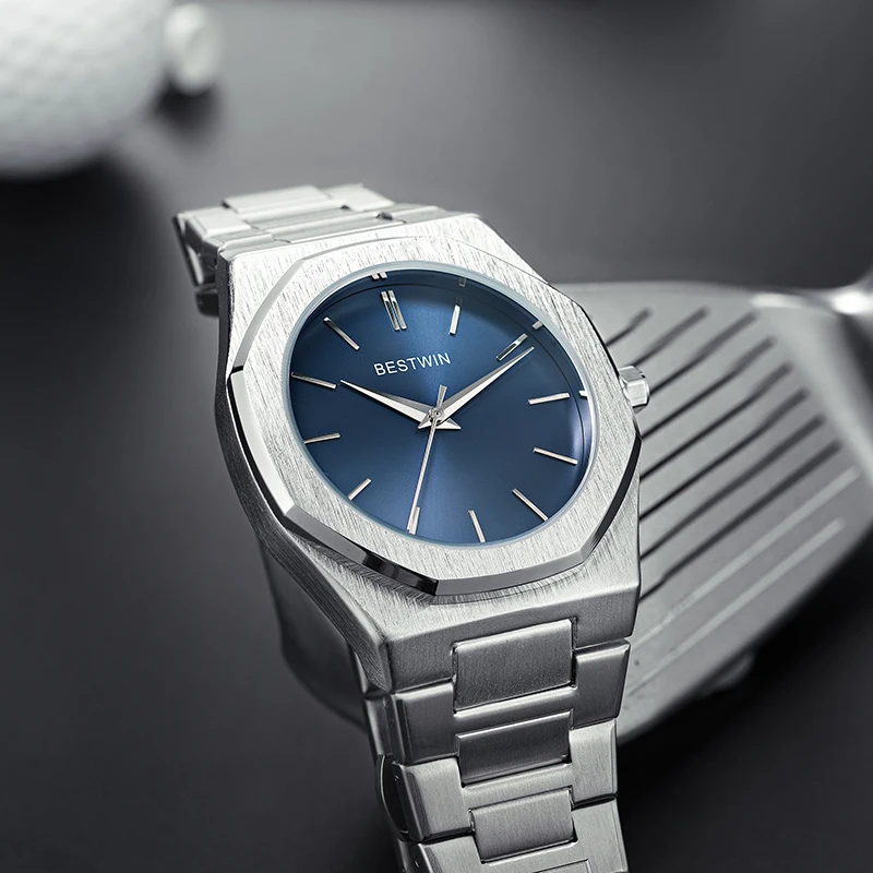 Aço inoxidável prata marca de luxo calendário men chronograph relógio de quartzo à prova dwaterproof água esportes relógios relogio masculino