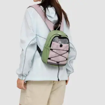 Unisex Block Cross Drawstring Canvas Lightweight Small Rucksack for School Commute Casual Outdoor Fashion Trendy Shoulder Bag 1