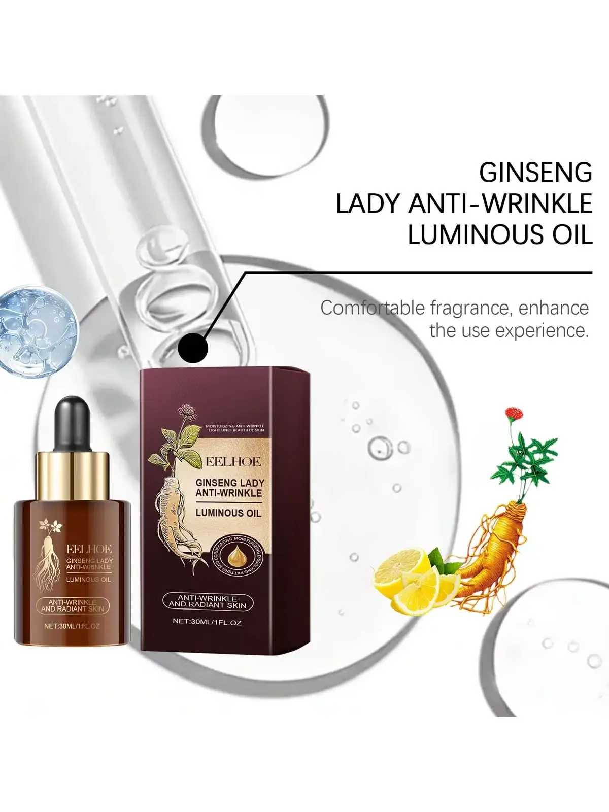 Ginseng Extract Facial Essential Oil Firming Fade Fine Lines Moisturizing Skin Rejuvenation Non-Greasy Nourishing Face Essence 5