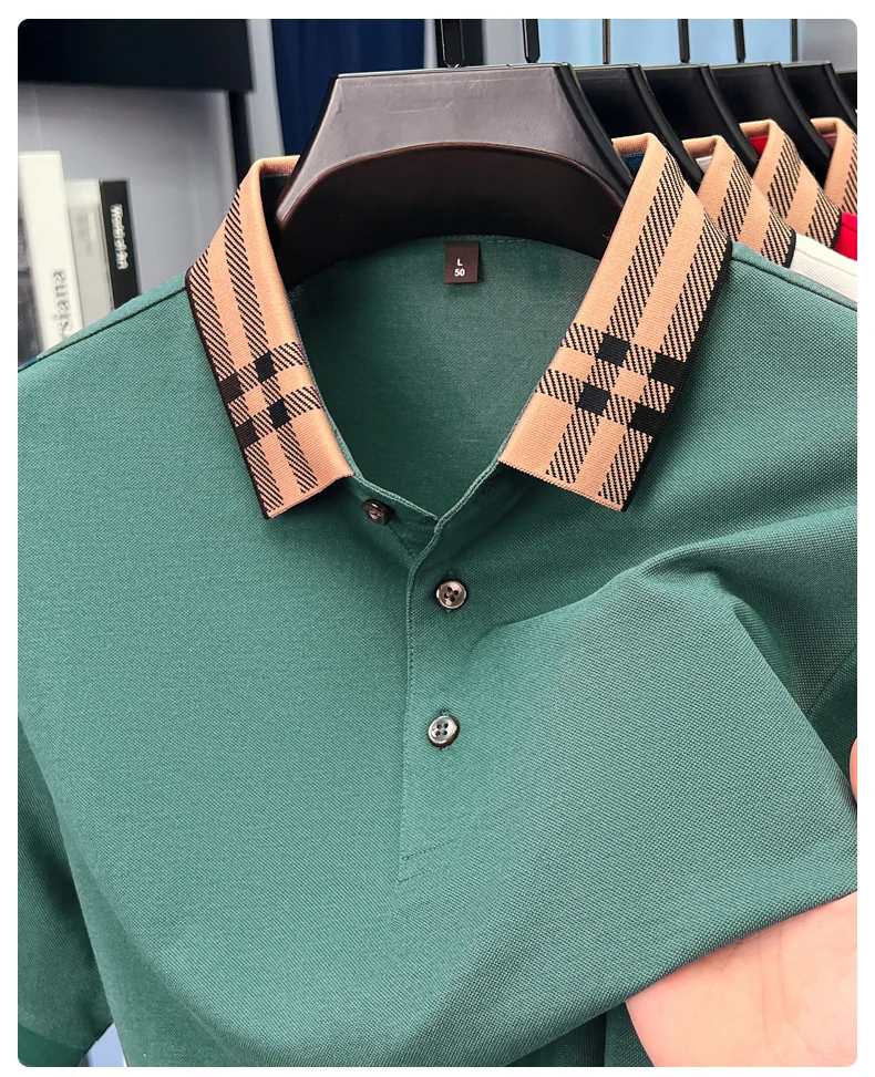 High quality striped lapel short sleeve T-shirt men's summer comfort fashion trend loose casual new breathable luxury polo shirt 35 S6d30aa64a256432d8a8ba7a163af9fd4S