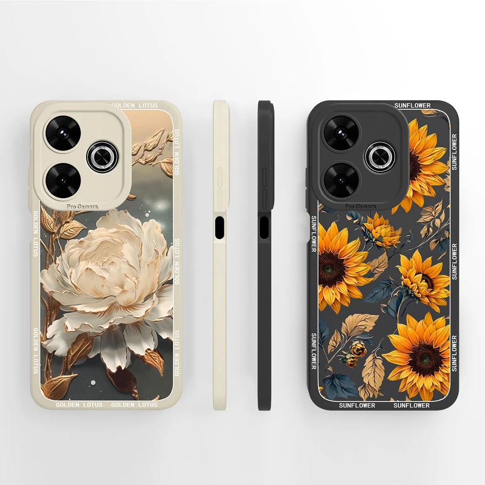 Aesthetic Durable Shockproof Silicone Phone Case with Pretty Flower Design