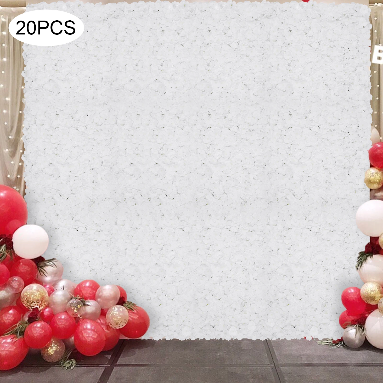 

20Pcs Flower Panel Artificial Flower Wall Panel White Flower Backdrop Wall Decor
