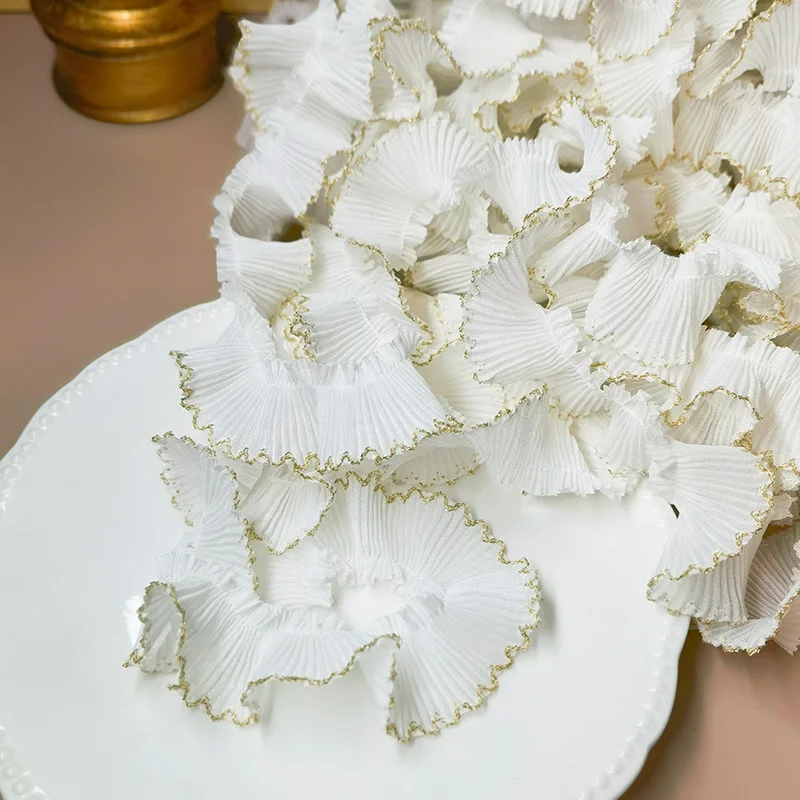 Lace Fabric Lace Ribbon Lace Garment Accessories Lace Sewing Supplies Chiffon Lace Fabric Lace Decoration Lace Accessories Lace Sewing Accessories Clothing Accessories 18-color Chiffon Folds Dog Teeth Gold Thread Border Lace DIY Clothes Hat Home Textile Ornaments Multi-purpose Sewing Accessories