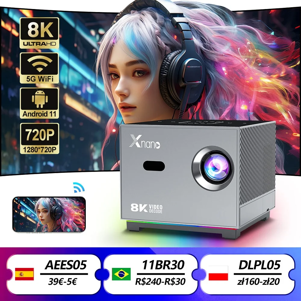 Mini Projector Original X3 4K Android 11 Dual WiFi 300ANSI Dual 2.4G&5G BT5.0 Smart Home Theater Portable