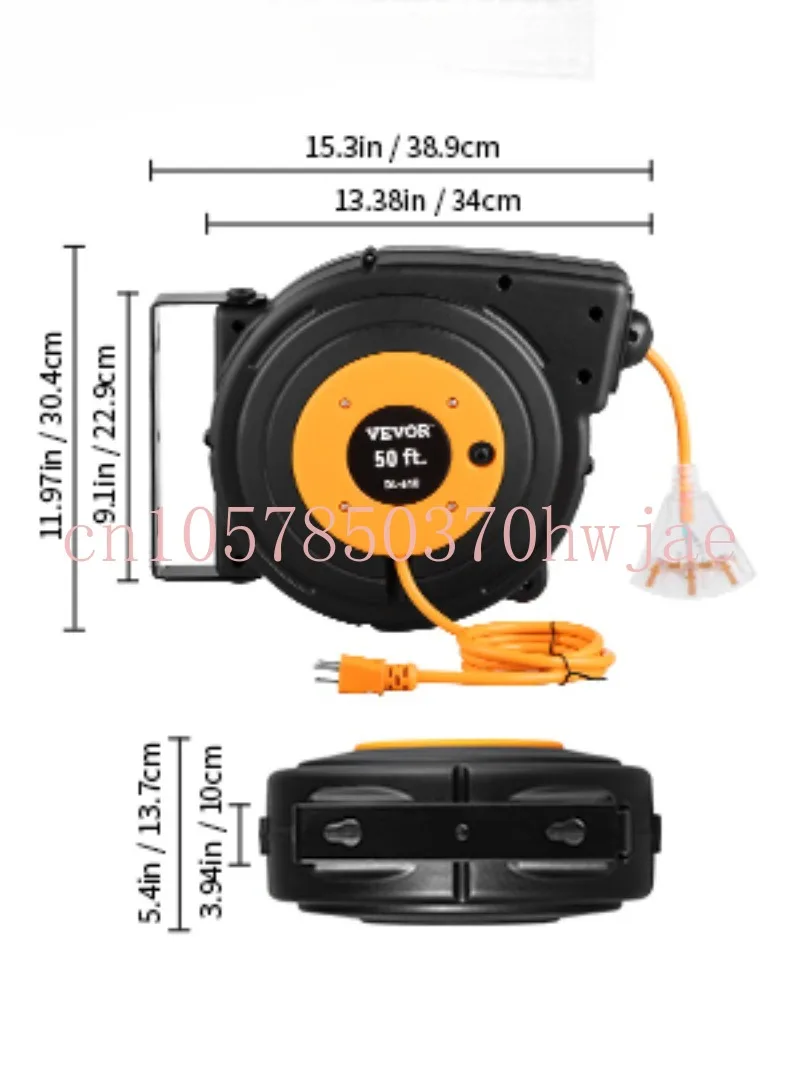 VEVOR Retractable Extension Cord Reel 45/50/65 FT with Lighted Triple Tap  Outlet&180° Swivel Bracket Black Heavy Duty Power Cord - AliExpress