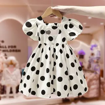 Children Summer Dresses Sleeveless Polka Dot Dress Clothes Big Girls Fashion Party Vestido Princess