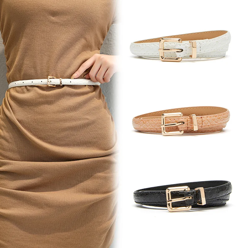Luxury Designer Women Belt Snake P[rint Leather Female Fashion Metal