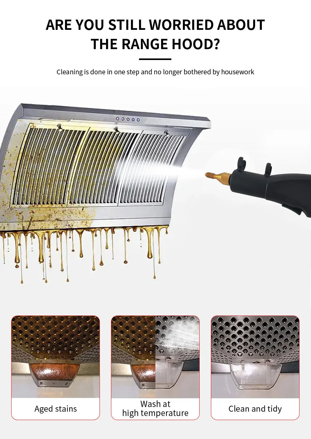High Temperature and Pressure 110V 220V Steam Cleaner Range Hood 4Bar Intelligent Cleaning Machine High Pressure Pulse 4