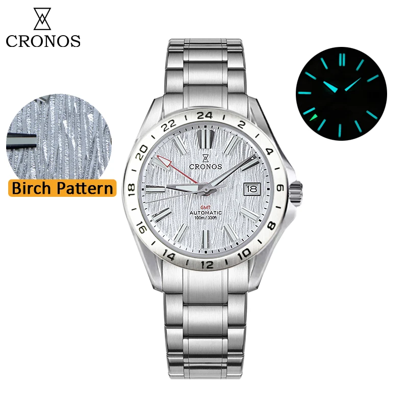 未使用品】CRONOS L6029M GS-GMTオマージュ腕時計 NH34 Cronos 39mm GS