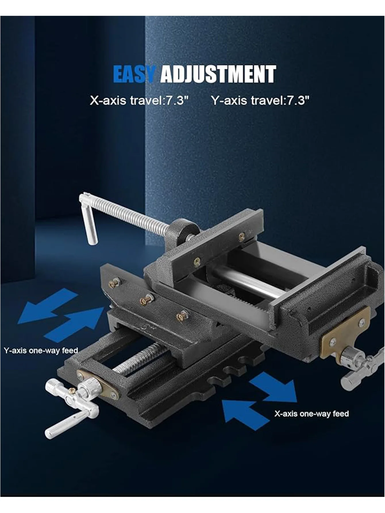 6 Cross Slide Vise Drill Press Milling Vise, 6 In Jaw Width, 6.1 Max Jaw Opening, 2 Way Heavy Duty X-Y Compound Bench Mount Clam 2