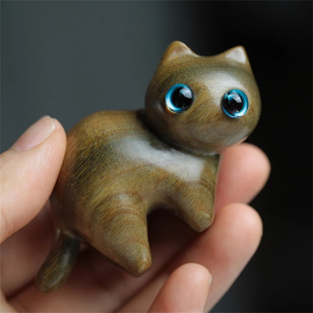 Description Picture 2 of itemSandalwood Hand Carved Wood Cat Sandalwood Decoration Cat Wooden Crafts Desktop Decoration Ornaments Sculptures & Statues Cat