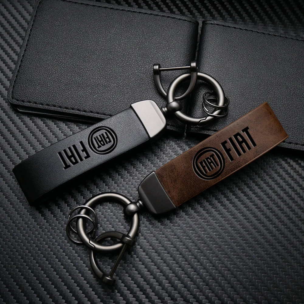 Car Keychain Hot Stamping Badge Zinc Alloy Accessories For FIAT 500 Ducato Panda Grande Punto Tipo Abarth Pulse Strada