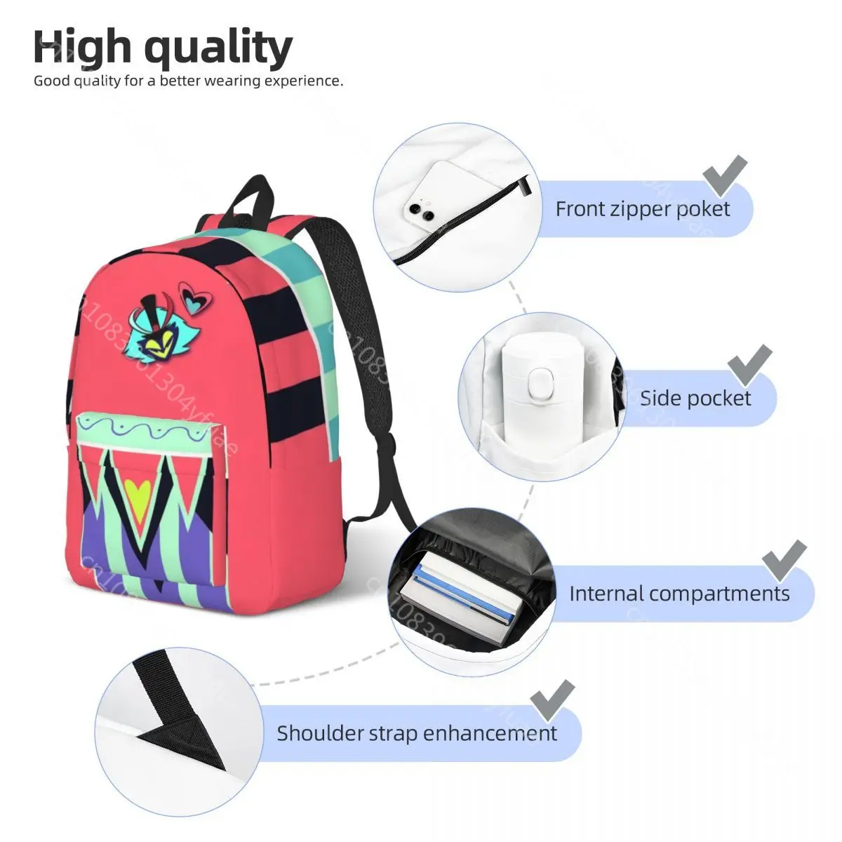 Helluvas B-Boss Backpack Student Fizzarollis Print Backpacks Polyester Novelty School Bags Daily Designer Rucksack Xmas Gift