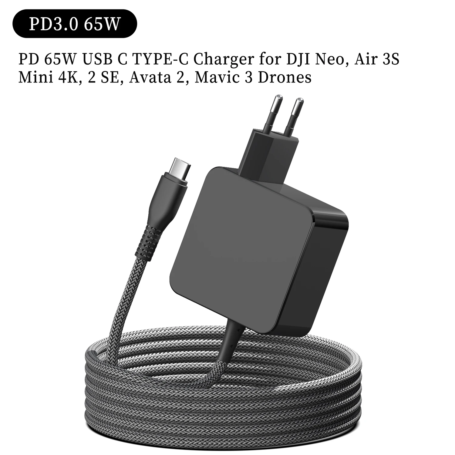 Chargeur USB-C 65W PD3.0 pour Drone, Batterie Extra