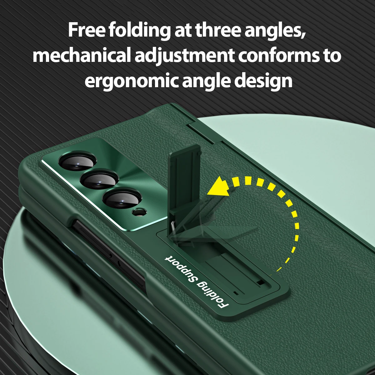 For Samsung Galaxy Z Fold 4 3 Case Shell Membrane Integrated Plain Leather Bracket Folding Hinge All-inclusive Shockproof Cover