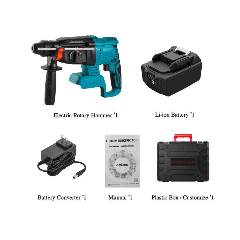 26mm Battery Electr Rotary Hammer Portable Drills Machine 700w Cordless Rotary Power Hammer Drills Brushless Rotary Hammer Drill portable mini electric drills handheld micro usb drill with 3pc bits diy craft tools