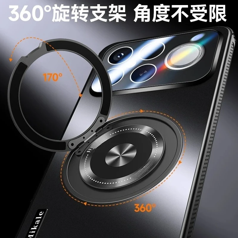 Magnetic Lens Camera Ring Holder Hard Matte Phone Case with Magsafe Bracket