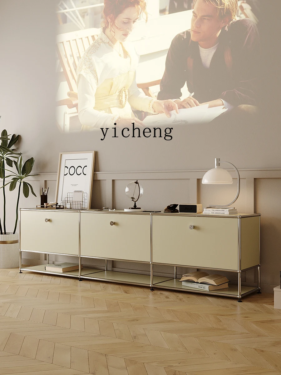 Zc Usm Mid-Ancient Stainless Steel TV Cabinet Storage Simple