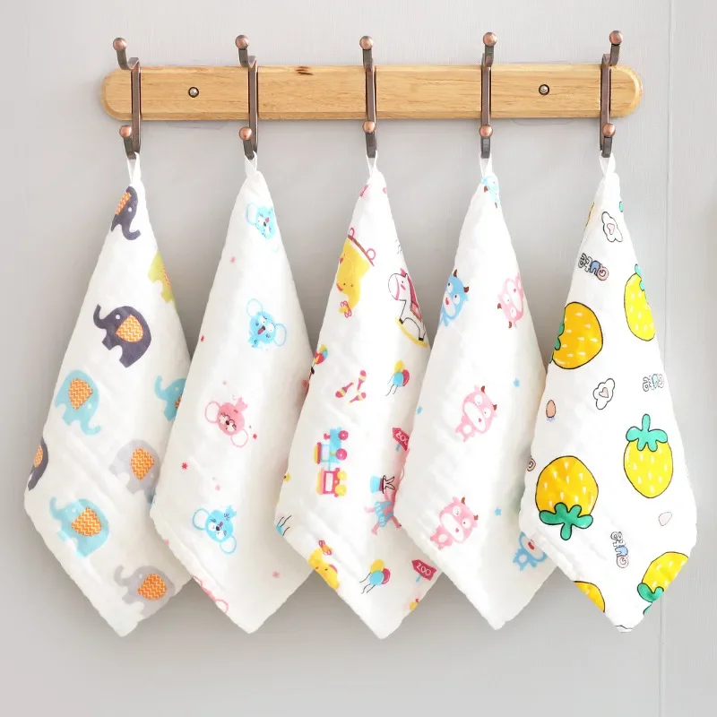 Muslin 6 Layers Cotton Soft Baby Towels Face Towel Handkerchief Bathing Feeding Face Washcloth Wipe Burp Cloth