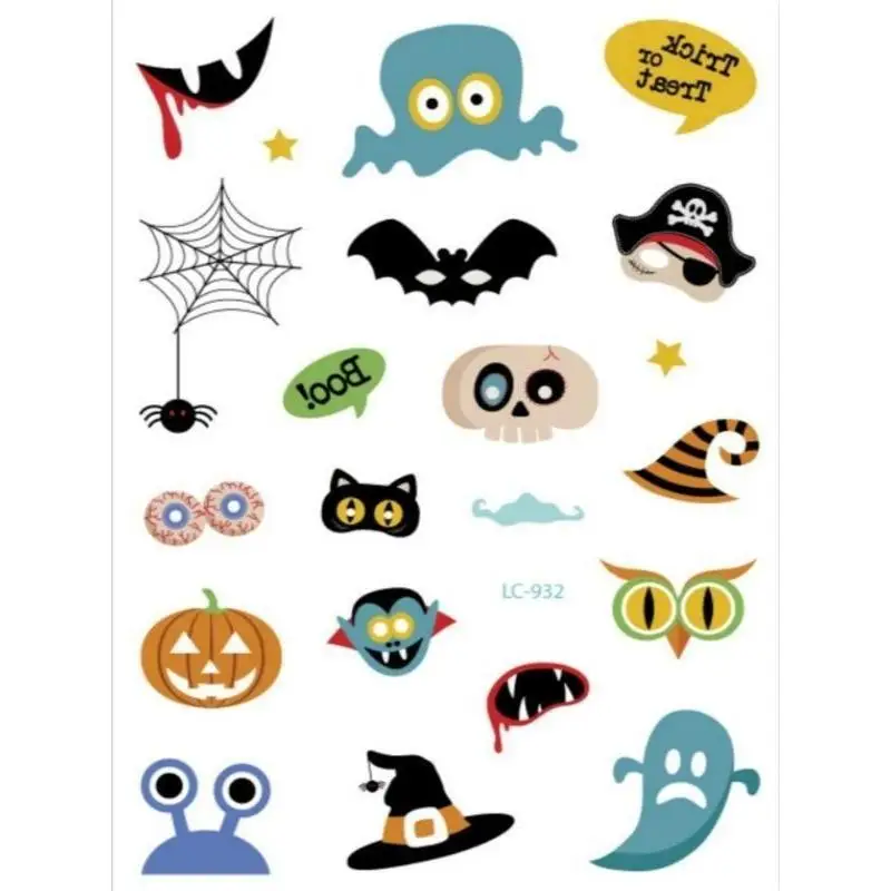 New Creative Waterproof Halloween Tattoo Stickers Masquerade Death Spirit Face Stickers Funny Tattoo Temporary Tattoo Stickers