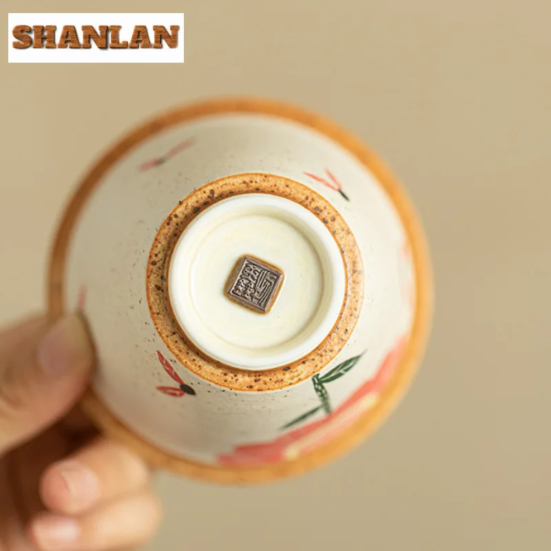 150ml Jingdezhen Powder Yin Cover Bowl Zen Hand-painted Sunflower Gaiwan Ancient Ceramic Tea Tureen Tea Making Tableware Crafts