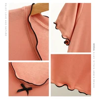 Loose Modal Sp Dr Women Summer plus Size Nightgown Home Dr ort Sve V-Ne Mid-Length A-Line Skirt - Image 3