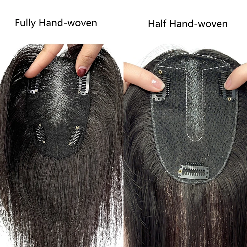 Naturally Free Part Invisible Swiss Lace Human Hair Toppers Clip In Hairpieces for Women Mild Hair Loss Volume