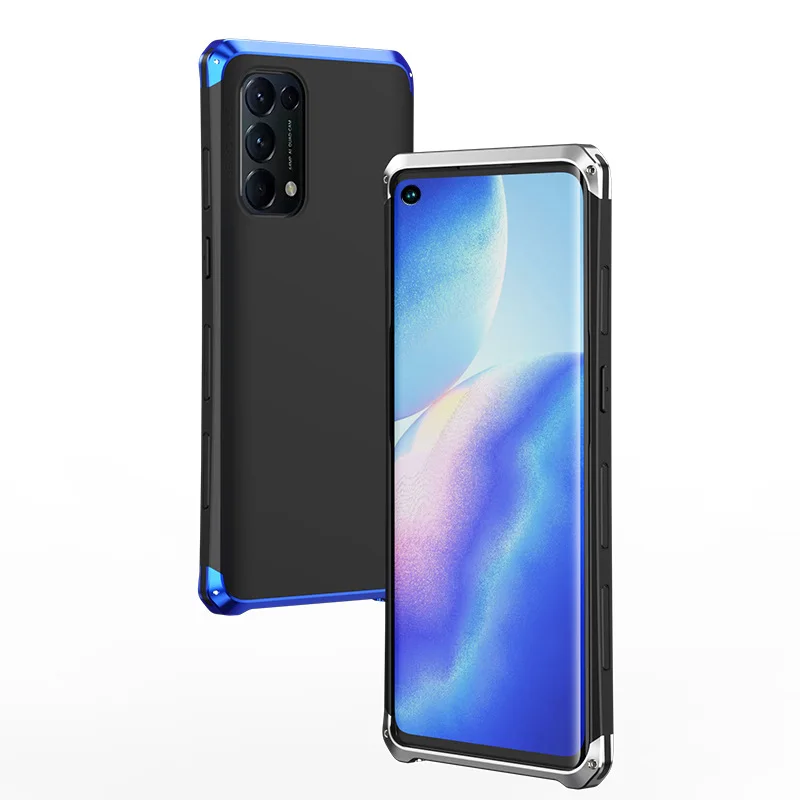 Hot All-inclusive Hard Shell For OPPO Reno 5 Pro+ Scrub Shockproof Case Reno5 Textured Phone Metal Frame PC Back Cover