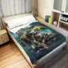 Wolf flannel blanket soft fluffy wool sofa bed moon wolf green blanket gift 2