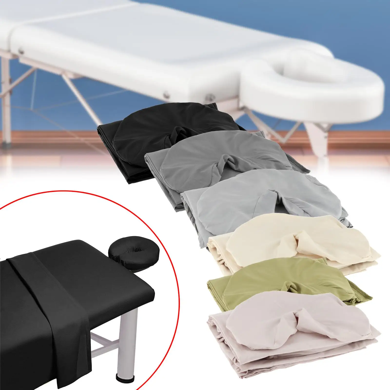 3 Pieces Massage Table Sheet Set Washable Protective Lightweight Massage Fitted