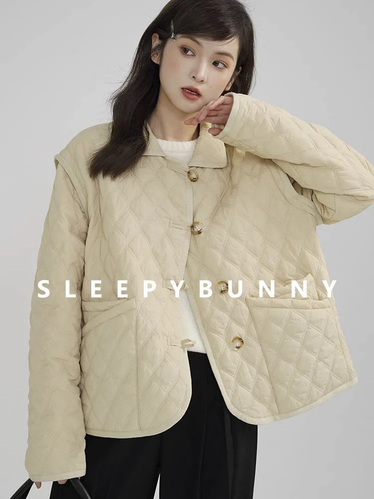 

Winter Lapel Loose Warm Padded Padded Jacket Solid Color Fashion Streetwear Down Jacket Korean-Style Elegant Loose Coat