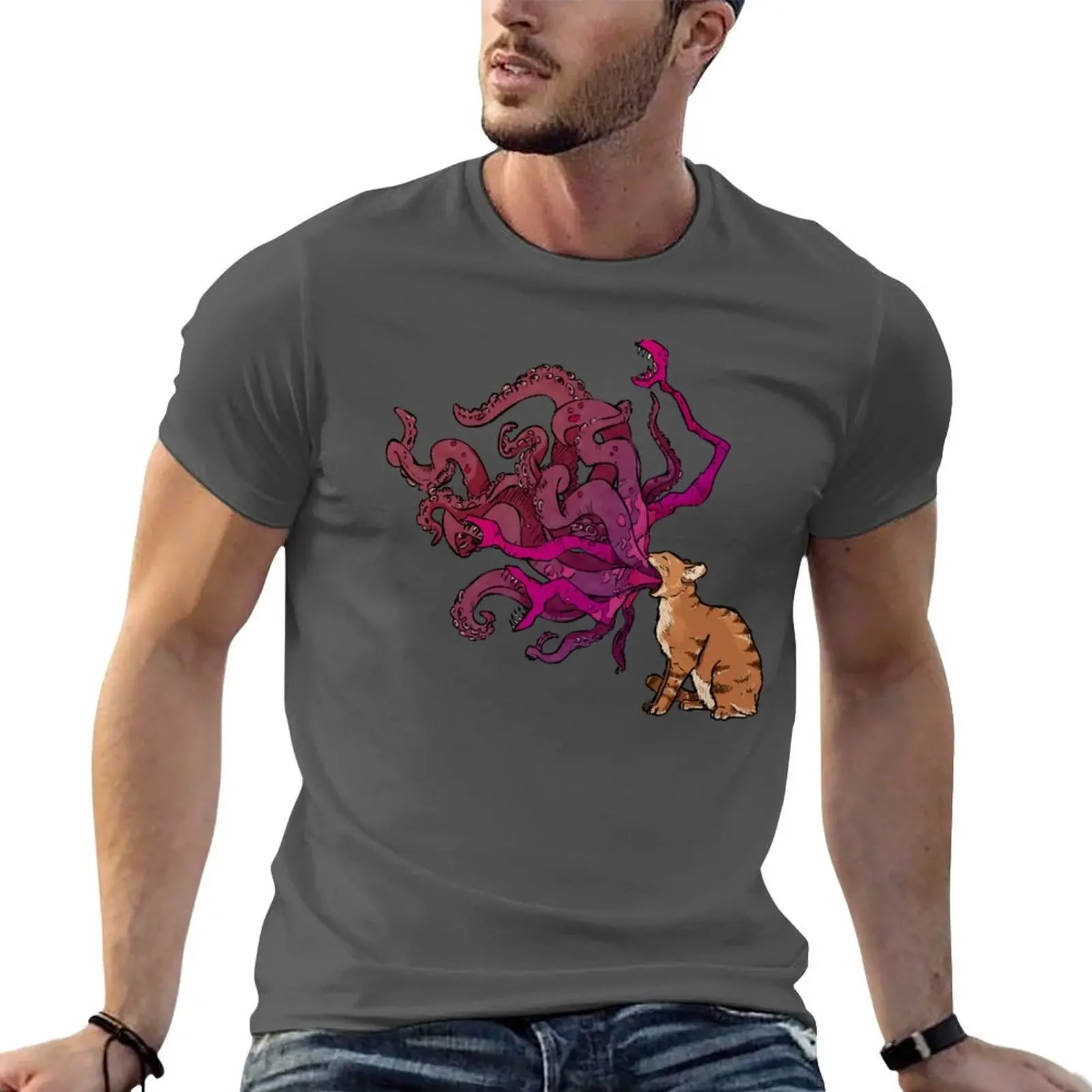 

Cthulhu Cat T-shirt oversized funnys fruit of the loom mens t shirts
