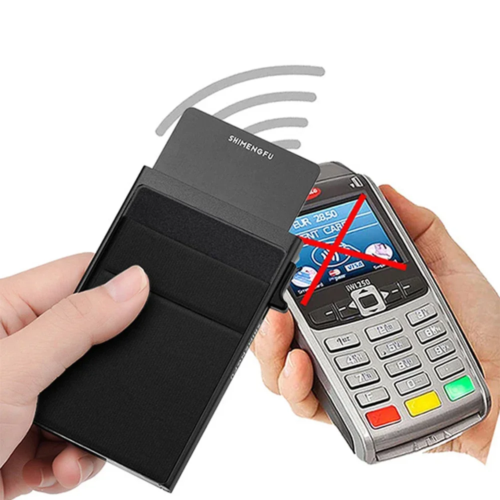 Rfid Smart Wallet Card Holder Metal Thin Slim Men Women Wallets Pop Up Minimalist Wallet Small Black Purse Vallet Walets for Men 4