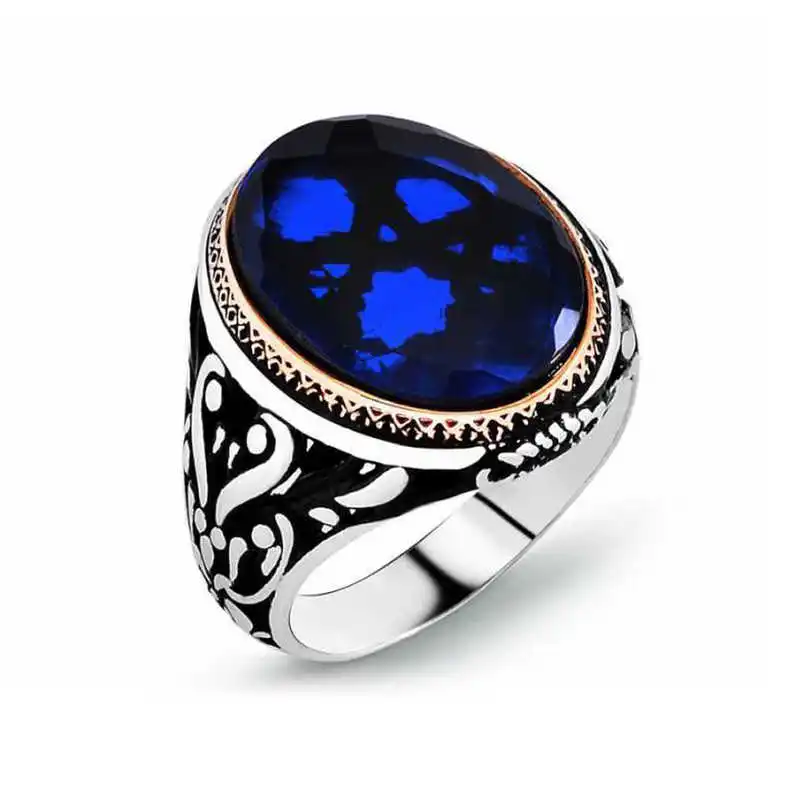 

Tevuli 925 Sterling Silver Parlament Blue Zircon Stone Mens Ring