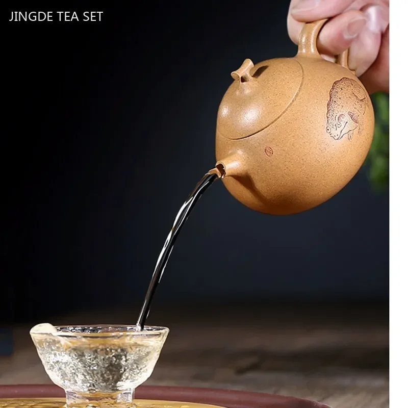 180ml Boutique Handmade Section Mud Tea Set Yixing Purple Clay Tea Pot Chinese Ball Filter Kettle Custom Zisha Tea Infuser