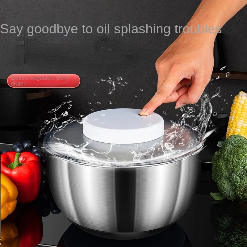 Electric Salad Spinner Dehydrator Quick Cleaning Dryer Fruit Vegetable  Tools Drain Basket Strainers Home Gadget Kitchen Utensils - AliExpress
