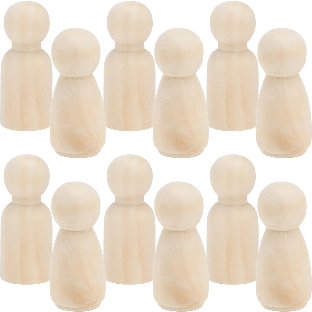 

48 Pcs Male and Female Puppets Painting Wood Dolls DIY Graffiti Crafts Childrens Toys Hand-painted Decorations